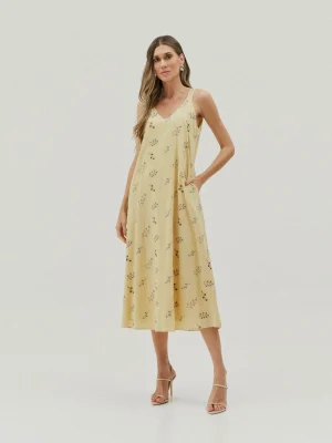 VESTIDO MIDI VOIL BORDADO ALCA GODE
