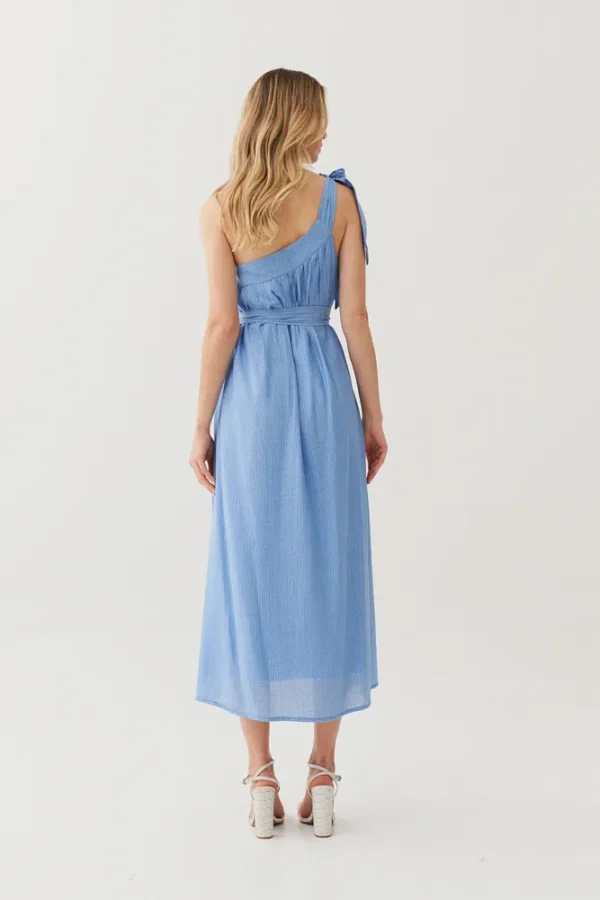 VESTIDO MIDI VISC TEXTURA UM OMBRO PREGAS - Imagem 3