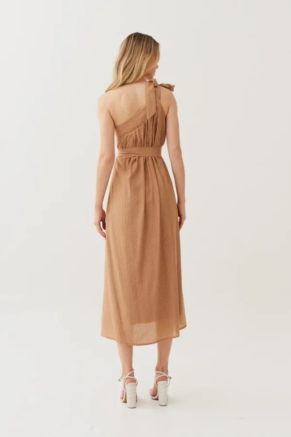 VESTIDO MIDI VISC TEXTURA UM OMBRO PREGAS - Imagem 7