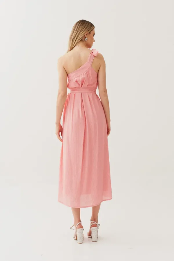 VESTIDO MIDI VISC TEXTURA UM OMBRO PREGAS - Imagem 5