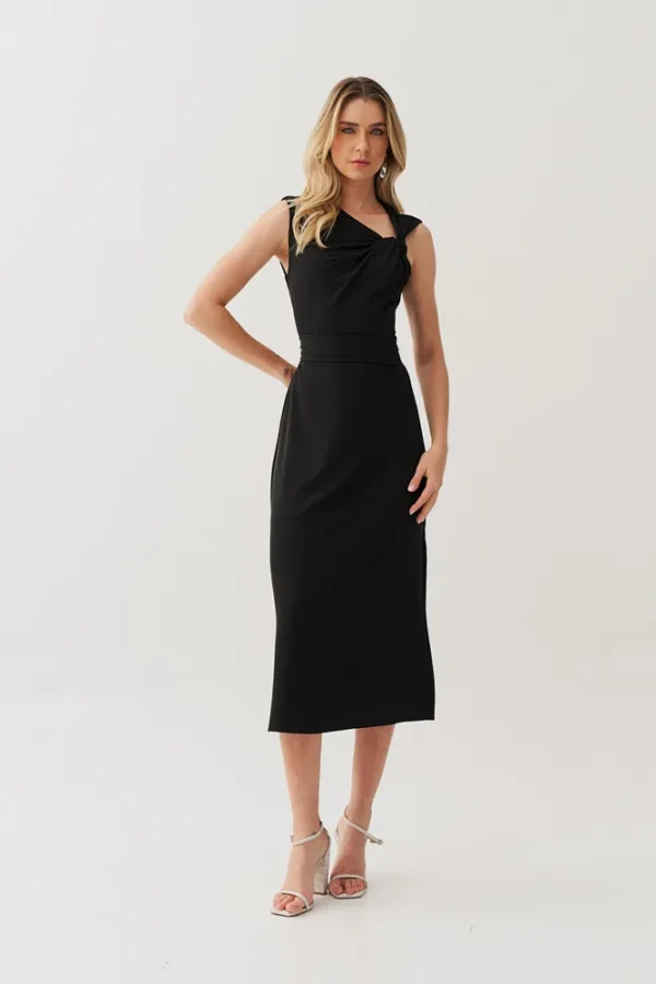 VESTIDO LAF MIDI CREPE TORCAO DEC FENDA LATERAL - Imagem 2