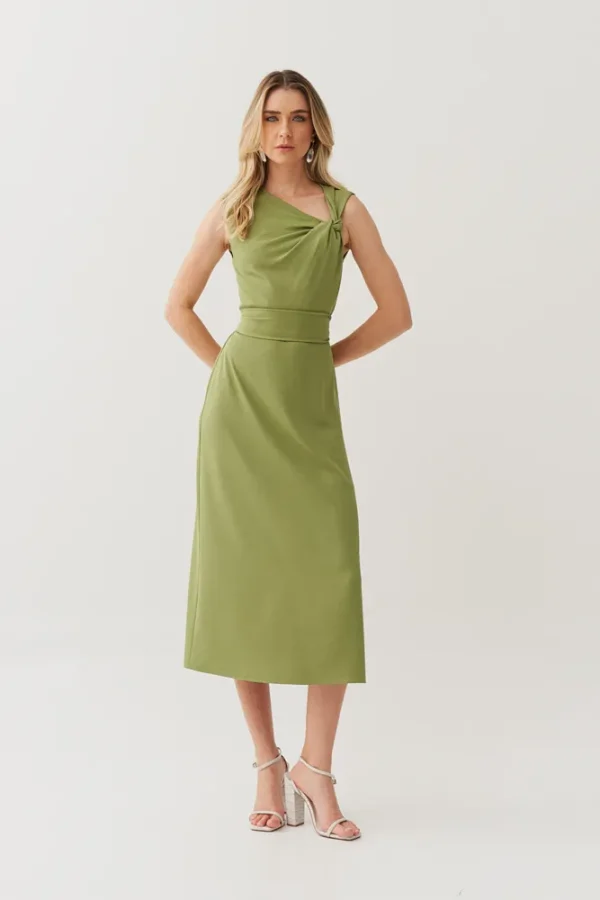 VESTIDO LAF MIDI CREPE TORCAO DEC FENDA LATERAL - Imagem 4