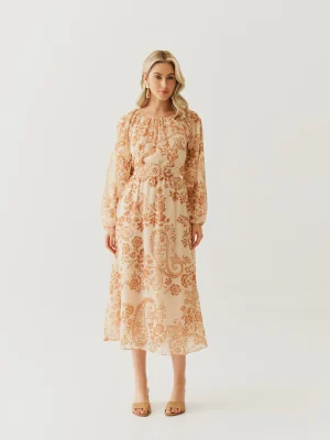 VESTIDO CHIFFON MIDI MG CAPA COSTAS E FAIXA