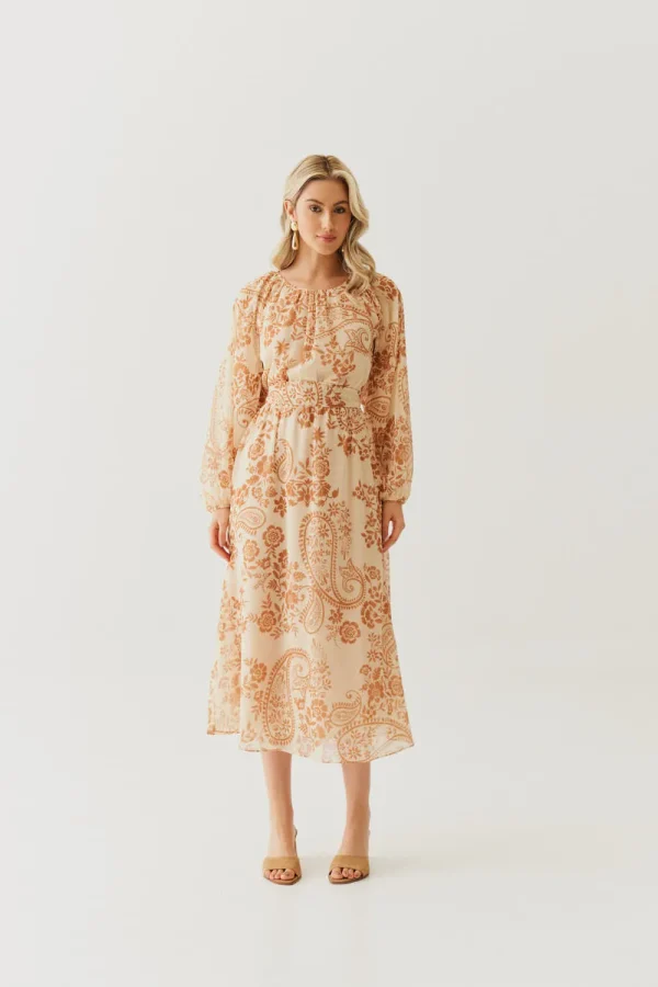 VESTIDO CHIFFON MIDI MG CAPA COSTAS E FAIXA