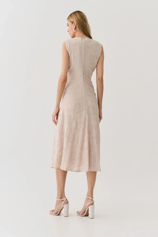 VESTIDO MIDI BORDADO DET FAIXA FIVELA LACO SOLTO - Imagem 5