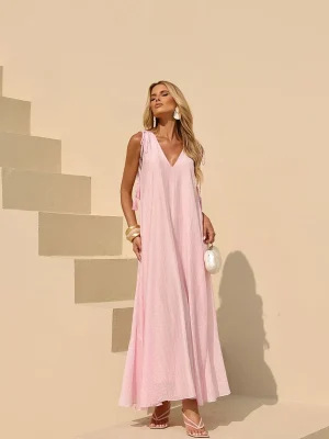 VESTIDO VOIL TEXTURA MIDI AMPLO AMARRACAO ALCA