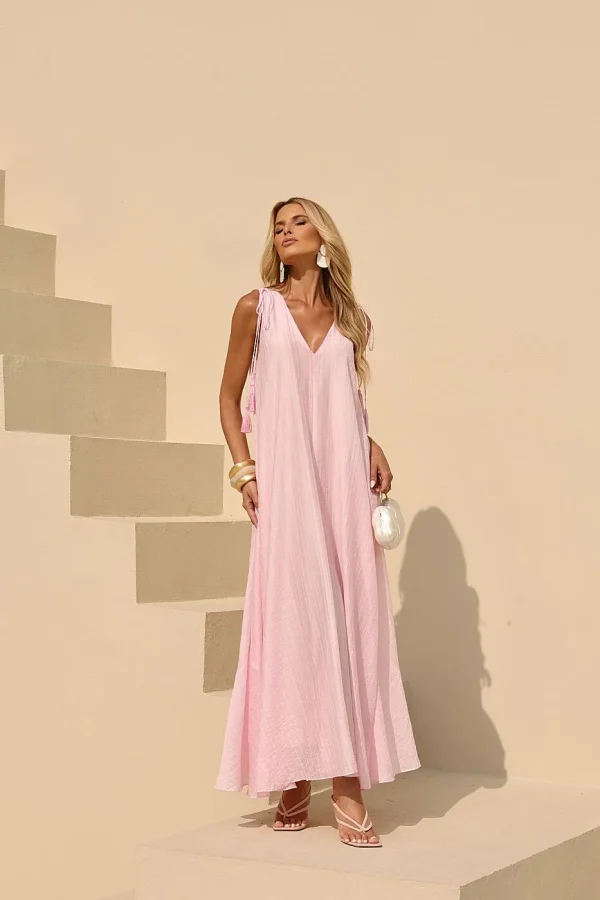 VESTIDO VOIL TEXTURA MIDI AMPLO AMARRACAO ALCA - Imagem 4