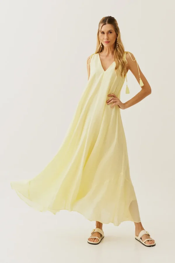 VESTIDO VOIL TEXTURA MIDI AMPLO AMARRACAO ALCA - Imagem 2