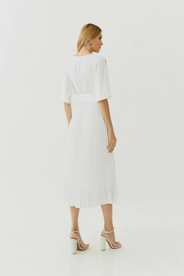 VESTIDO MIDI CREPE MORCEGO SAIA PLISSADA - Imagem 3