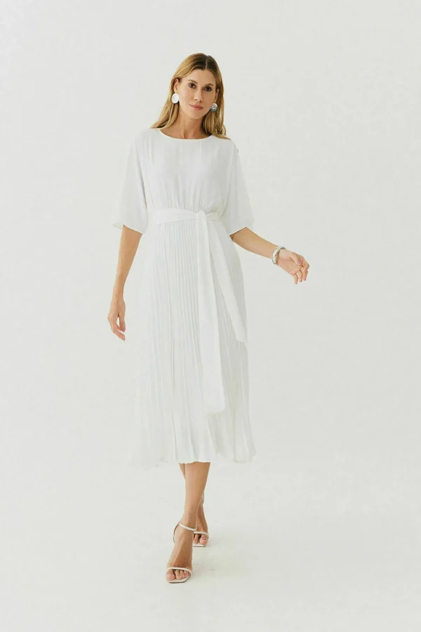 VESTIDO MIDI CREPE MORCEGO SAIA PLISSADA - Imagem 2