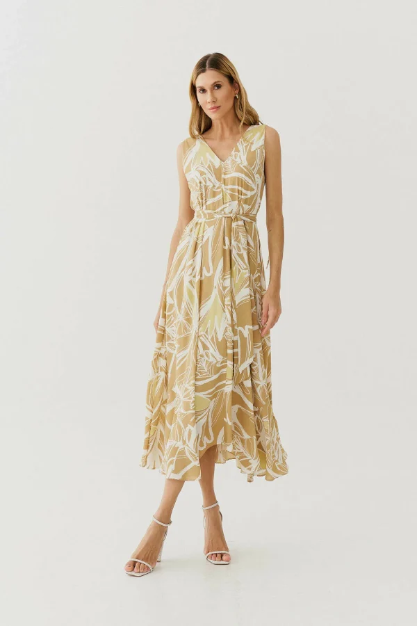 VESTIDO LONGO CREPE ET GEOM DET AMARRACAO OMBRO