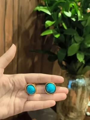 BRINCO DOURADO TURQUESA