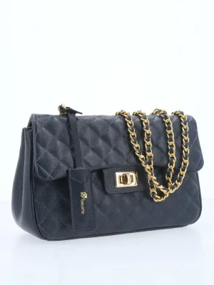 BOLSA FEMININA MÉDIA TRANSVERSAL EM COURO LEGÍTIMO MATELASSÊ