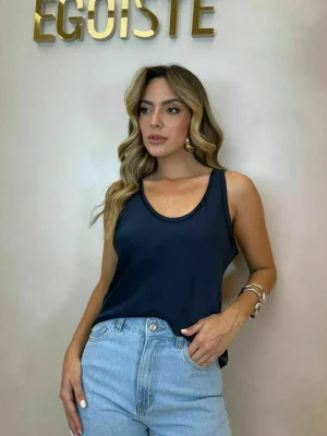 REGATA CAVADA COSTAS DETALHE ESTRELA METALIZADA