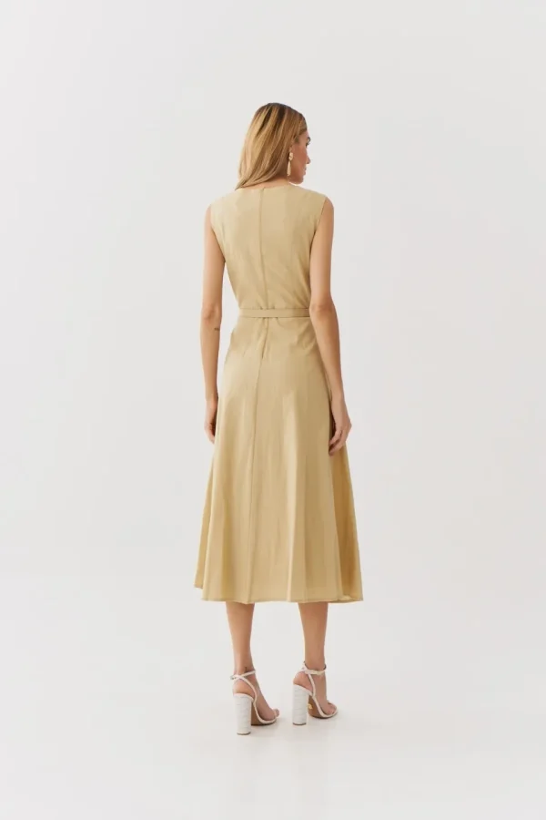 VESTIDO LINHO BLUSA SOBREPOSTA CINTO - Imagem 4