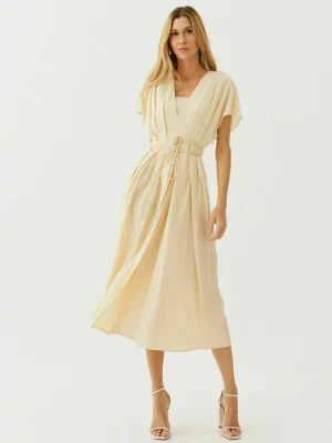VESTIDO MIDI MORCEGO LYOCEL LINEN