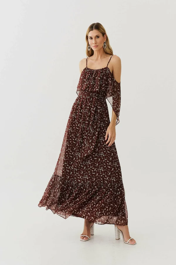 VESTIDO LONGO CHIFFON EST BOHO ALCA BABADO - Imagem 2
