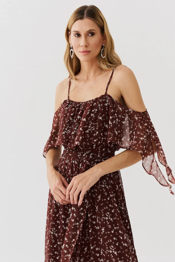 VESTIDO LONGO CHIFFON EST BOHO ALCA BABADO - Imagem 6