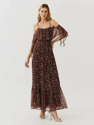 VESTIDO LONGO CHIFFON EST BOHO ALCA BABADO