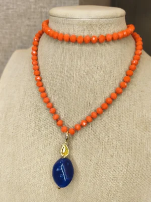 COLAR DOURADO CRISTAL LARANJA