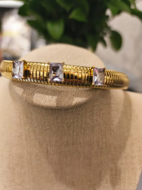 COLAR DOURADO 3 CHATONS - Imagem 4