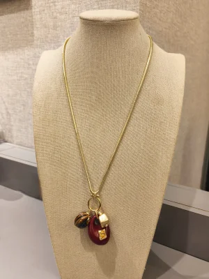 COLAR DOURADO PENCA RESINA