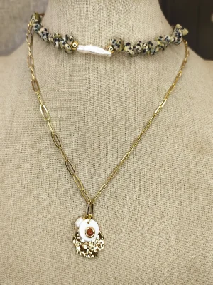 COLAR DOURADO DUO PEDRA