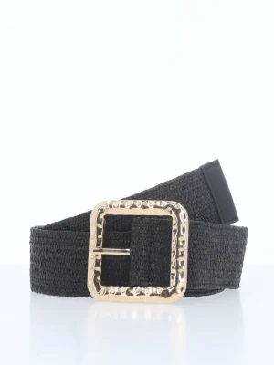 CINTO FEMININO DE RÁFIA E FIVELA METALIZADA