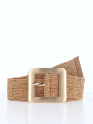 CINTO FEMININO DE RÁFIA E FIVELA METALIZADA