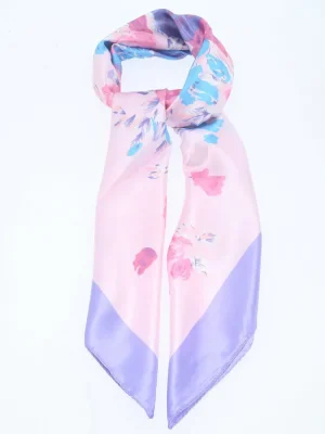 LENÇO DE CETIM FLORAL