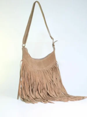 BOLSA DE CAMURÇA COM FRANJA ESTILO BOHO