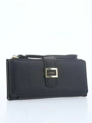 CARTEIRA FEMININA COM FECHO DUPLO EM IMÃ E ZÍPER