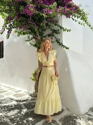 CONJUNTO TOP E SAIA RENDA NUVEM