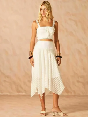 SAIA MIDI PONTAS TEXTURA LISTRADA