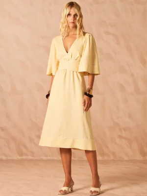 VESTIDO LINHO MANGA AMPLA COM CINTO