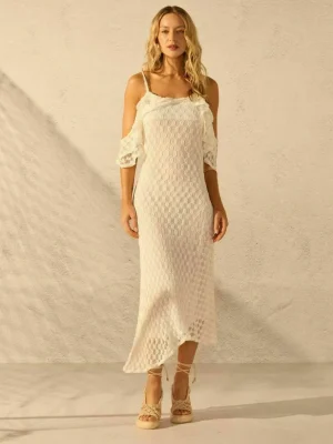 VESTIDO RENDA MALHA BABADOS MANGA