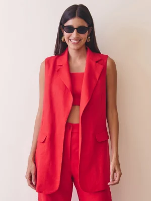 COLETE DE LINHO ALONGADO