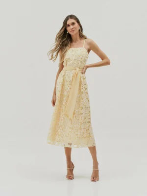 VESTIDO GUIPIR FLORAL ALCA FAIXA