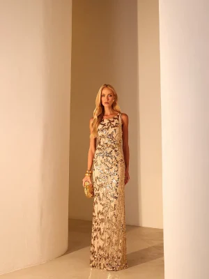 VESTIDO LG RENDA PAETE FRZ LATERAL