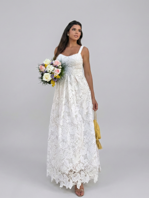 VESTIDO GUIPIR SAIA PREGAS