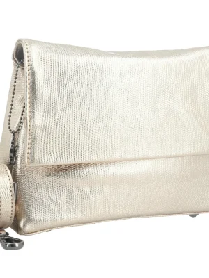 BOLSA TRANSVERSAL DE COURO METALIZADO AMÉLIA BAUARTE