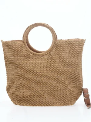 BOLSA DE PRAIA EM RÁFIA COM ALÇA DUPLA