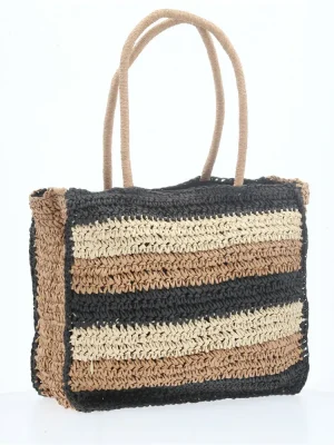 BOLSA DE PRAIA EM CROCHÊ LISTRADA