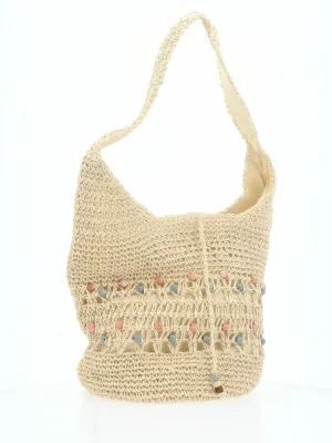 BOLSA DE PRAIA EM RÁFIA TRANÇADA COM MIÇANGAS