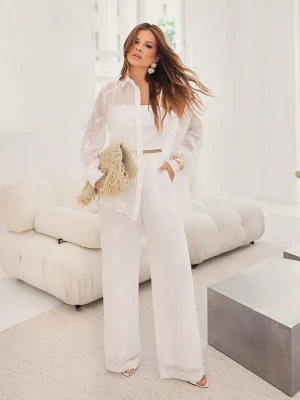 CALCA CHIFFON BORDADA C/ ELASTICO