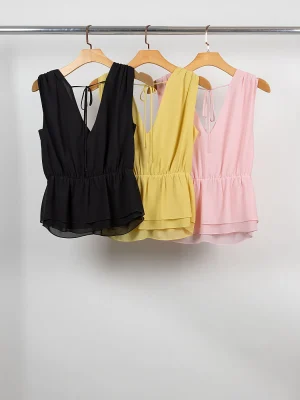 BLUSA CHIFFON FRANZIDA C/ CINTO