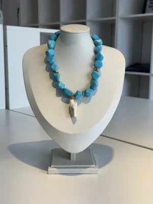 COLAR DOURADO TURQUESA