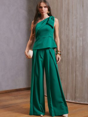 CALÇA PANTALONA FEMININA COM PREGAS