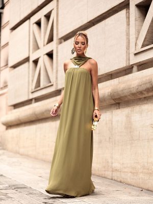 VEST LONGO CREPE TEXTURA DET METAL C/LACO